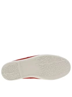 Baskets basses en coton biologique rouge à languette élastiquée cousue