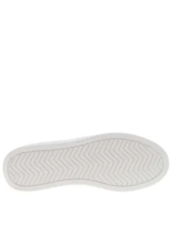 Baskets basses en cuir blanc et nubuck noir à semelle semi-compensée blanche