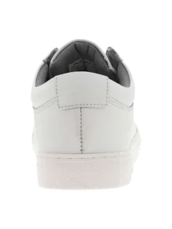 Baskets basses en cuir blanc à semelle plate vulcanisée et lacets ronds tressés