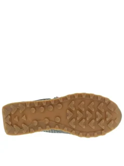 Baskets basses en cuir kaki à lacets élastiqués avec une semelle running