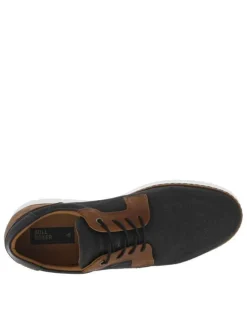 Baskets basses en cuir noires et marron avec des lacets ronds élastiqués