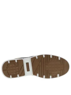 Baskets basses en cuir noires et marron avec des lacets ronds élastiqués