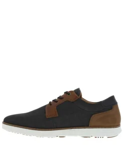 Baskets basses en cuir noires et marron avec des lacets ronds élastiqués