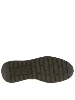 Baskets basses en cuir nubuck et Mesh kaki à semelle running et à lacets plats