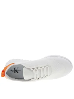 Baskets basses en Mesh blanc à semelle running semi-compensée à col Slip-on