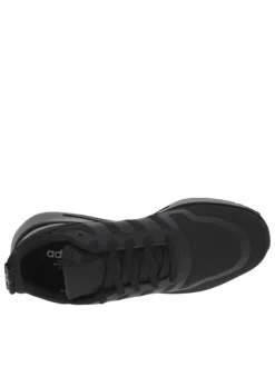 Baskets basses en Mesh textile monochromme à bandes noires et lacets plats