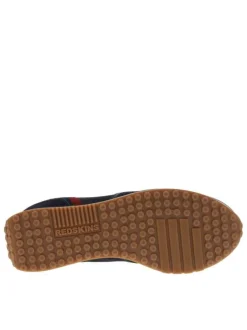 Baskets basses en nubuck et Mesh bleu marine à semelle runnig crantée