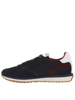 Baskets basses en nubuck et Mesh bleu marine à semelle runnig crantée