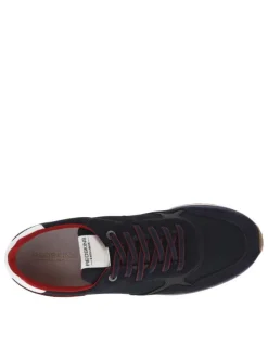 Baskets basses en nubuck et Mesh bleu marine à semelle runnig crantée