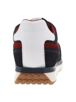 Baskets basses en nubuck et Mesh bleu marine à semelle runnig crantée