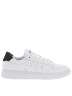 Baskets basses en simili cuir blanc à semelle vulcanisée et lacets plats