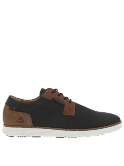 Baskets basses en textile bleu marine à semelle sneaker blanche et lacets ronds