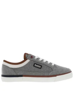 Baskets basses gris avec talon plat à lacets plats