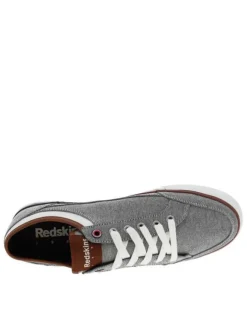 Baskets basses gris avec talon plat à lacets plats