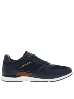 Baskets basses marine en cuir avec talon plat à lacets plats