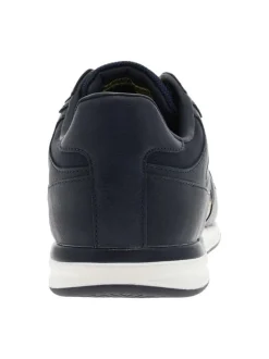 Baskets basses marine en cuir avec talon plat à lacets plats