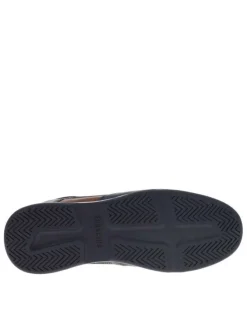 Baskets basses marine en cuir avec talon plat à lacets plats