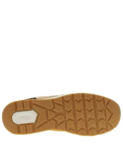 Baskets basses miel en mesh et en similicuir avec des lacets plats