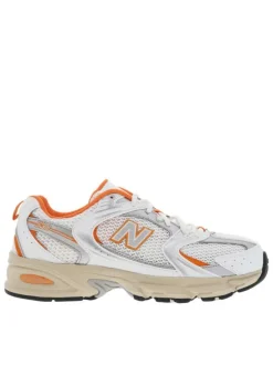 Baskets basses multisport 530 blanches et oranges en mesh avec lacets