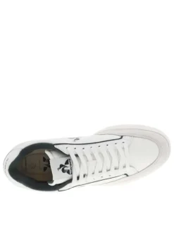 Baskets basses Noah 2 en cuir blanches et vertes avec lacets et coq floqué