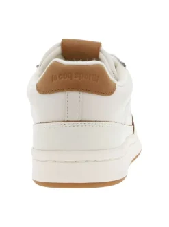 Baskets basses Noah 2 en cuir écrues et camel à lacets et logo floqué