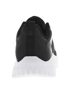 Baskets basses noires avec des lacets ronds et une semelle running blanche