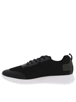 Baskets basses noires à semelle running à talon semi-compensé et tige slip-on