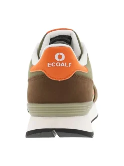 Baskets basses olive, orange et marron avec lacets plats et semelle running