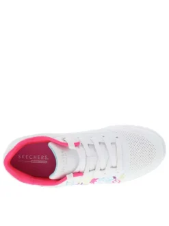 Baskets basses running blanches imprimées graffitis avec des lacets plats