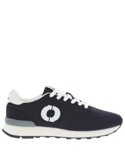 Baskets basses running bleu marine avec logo floqué et lacets plats