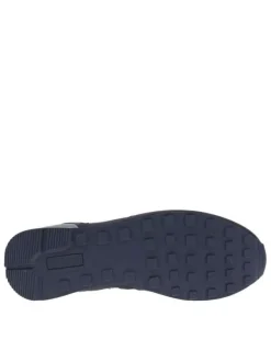 Baskets basses running bleu marine avec logo floqué et lacets plats