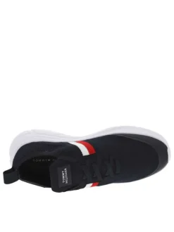 Baskets basses running bleu marine en slip-on avec des lacets plats