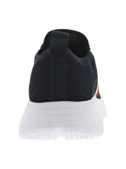 Baskets basses running bleu marine en slip-on avec des lacets plats