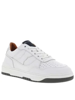 Baskets basses running en cuir blanches avec des lacets plats