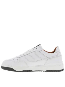 Baskets basses running en cuir blanches avec des lacets plats
