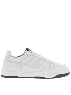 Baskets basses running en cuir blanches avec des lacets plats