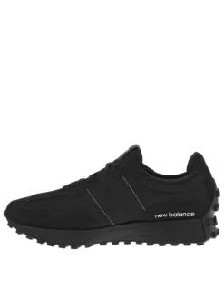 Baskets basses running 327 en cuir et cuir nubuck noires avec des lacets plats