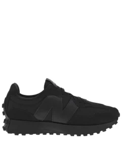 Baskets basses running 327 en cuir et cuir nubuck noires avec des lacets plats