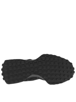 Baskets basses running 327 en cuir et cuir nubuck noires avec des lacets plats