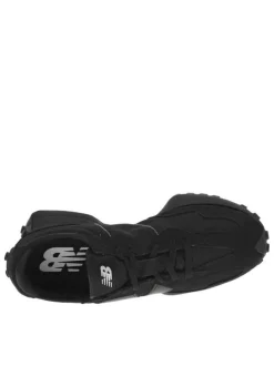Baskets basses running 327 en cuir et cuir nubuck noires avec des lacets plats