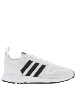Baskets basses running en Mesh textile blanc à bandes noires et lacets plats