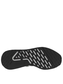 Baskets basses running en Mesh textile blanc à bandes noires et lacets plats