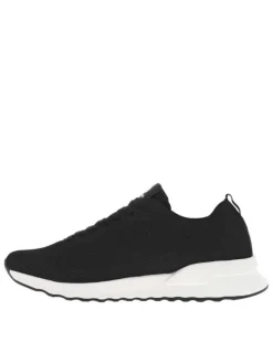 Baskets basses running noires en slip-on avec des lacets plats