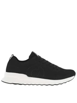 Baskets basses running noires en slip-on avec des lacets plats