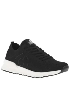 Baskets basses running noires en slip-on avec des lacets plats