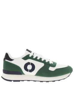 Baskets basses running vertes, blanches et marine avec lacets plats