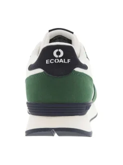 Baskets basses running vertes, blanches et marine avec lacets plats