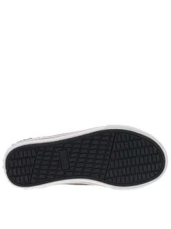 Baskets basses simili cuir bleu marine à semelle vulcanisée, lacets et zip latéral