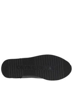 Baskets basses style running en cuir noir à talon plat avec logo iconique