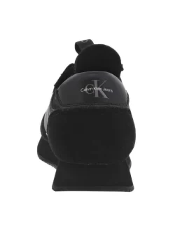 Baskets basses style running en cuir noir à talon plat avec logo iconique